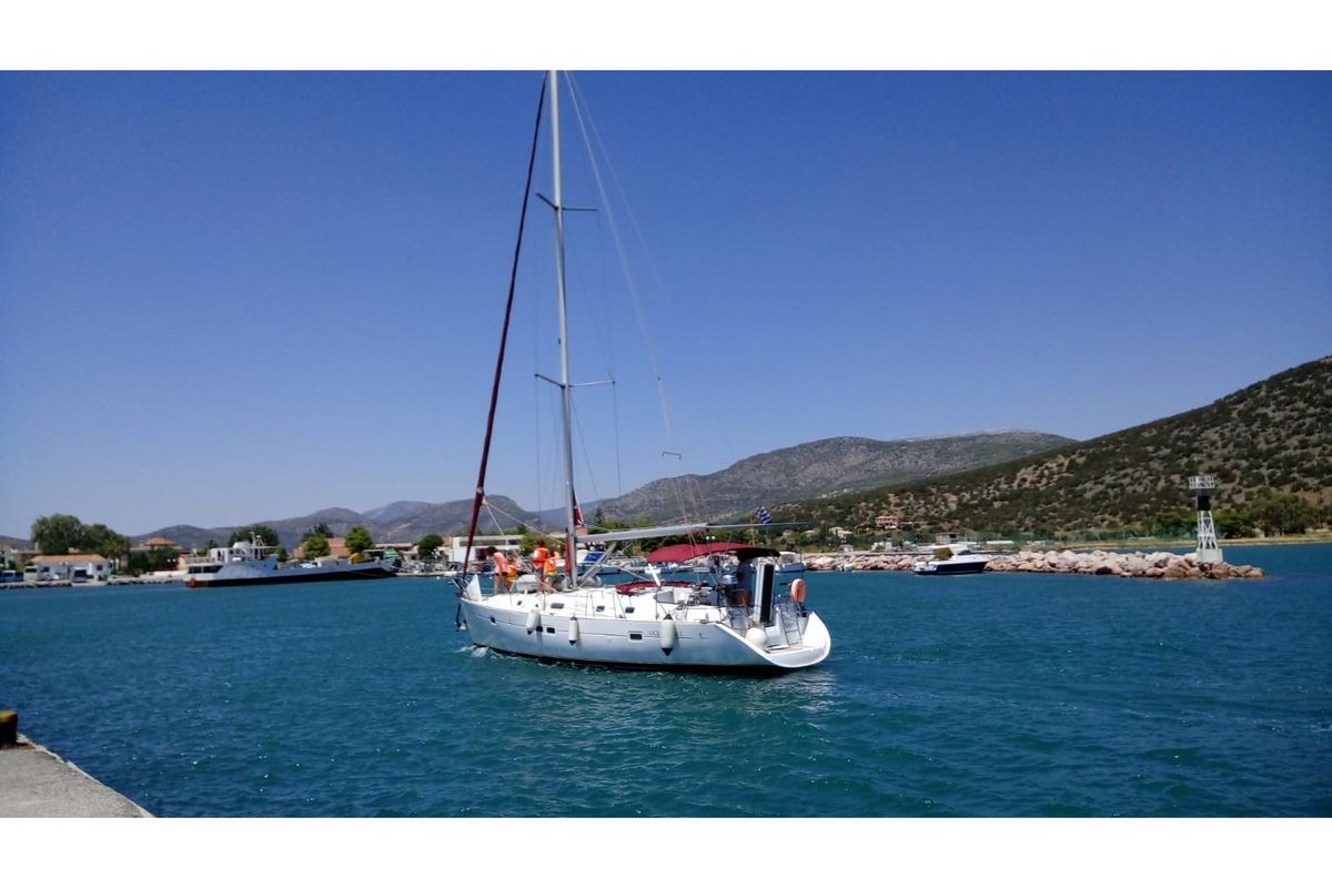 Exterior view of Artemis, a Beneteau Oceanis 411 sailboat at Athens, Greece