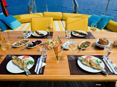 Deck of Parss, a Custom Made Parss yacht at Bodrum, Turkey