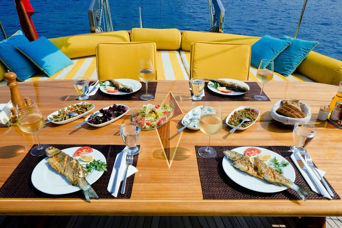 Deck of Parss, a Custom Made Parss yacht at Bodrum, Turkey