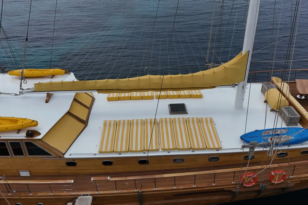 Deck of Parss, a Custom Made Parss yacht at Bodrum, Turkey