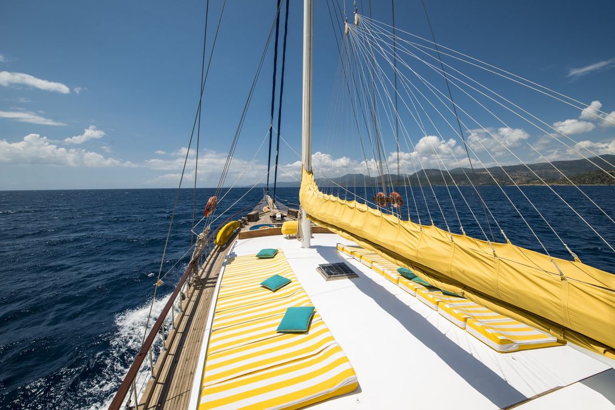 Deck of Parss, a Custom Made Parss yacht at Bodrum, Turkey