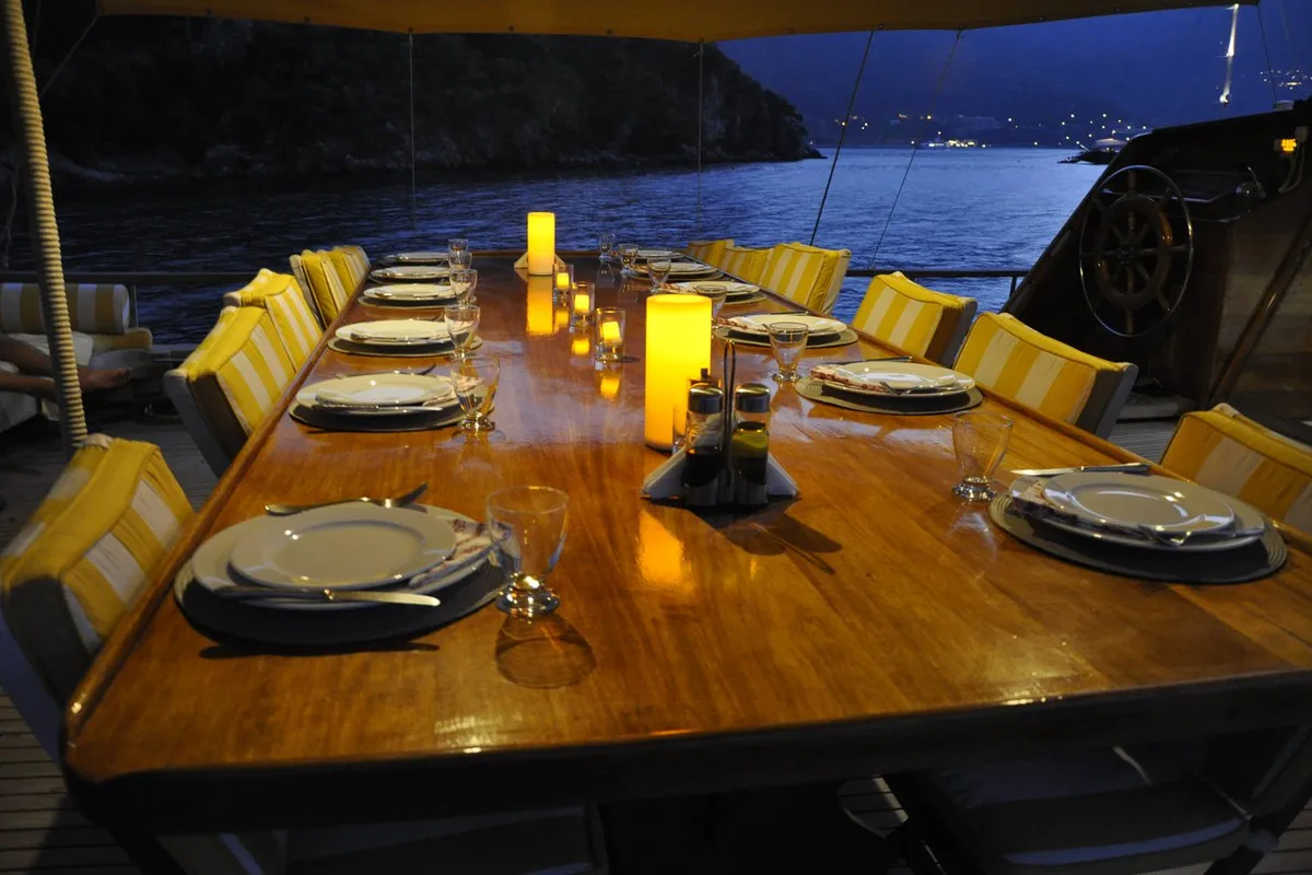 Deck of Parss, a Custom Made Parss yacht at Bodrum, Turkey