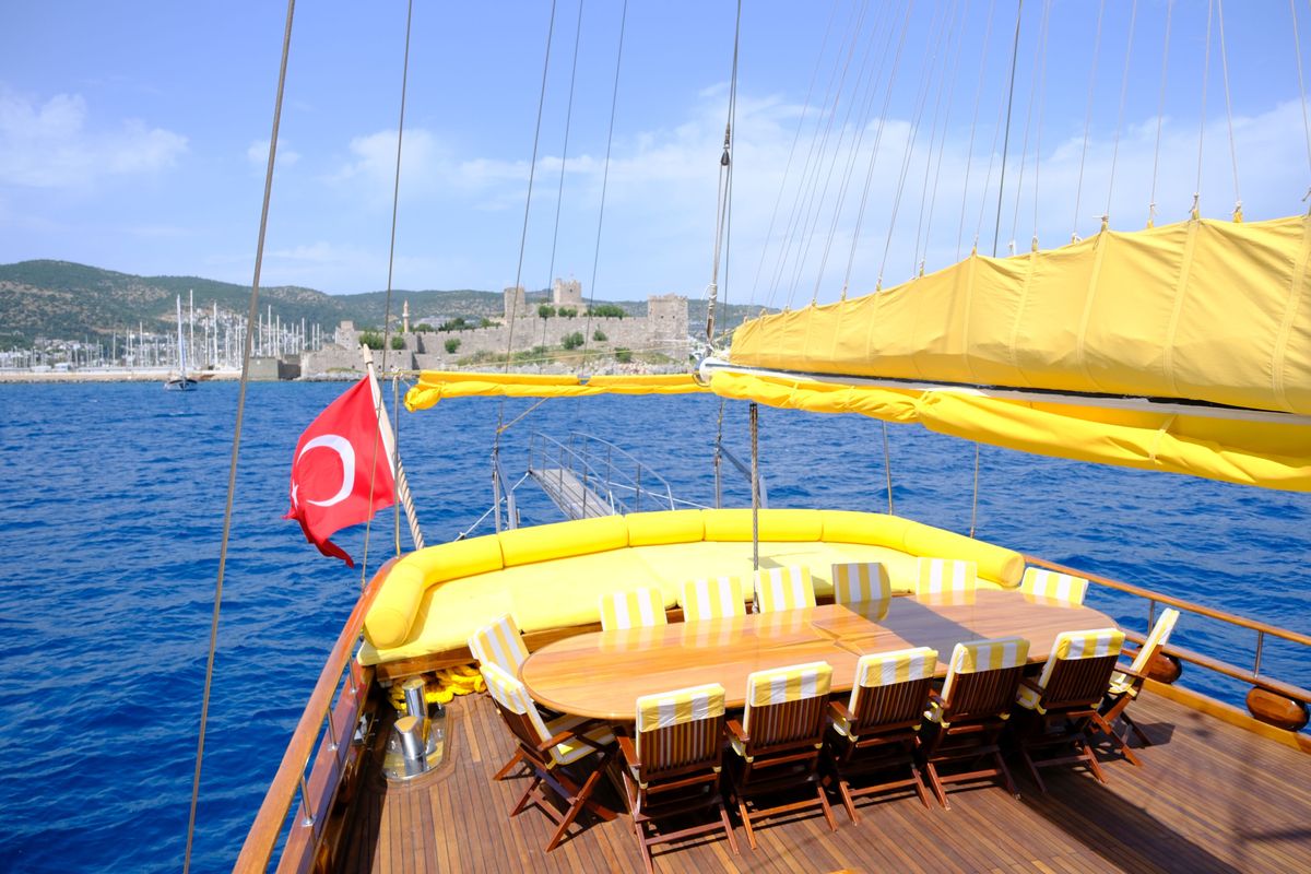 Deck of Parss, a Custom Made Parss yacht at Bodrum, Turkey