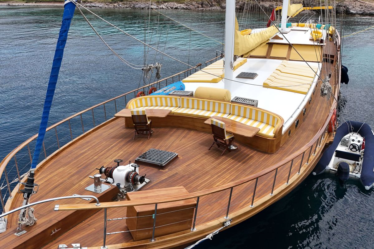 Deck of Parss, a Custom Made Parss yacht at Bodrum, Turkey