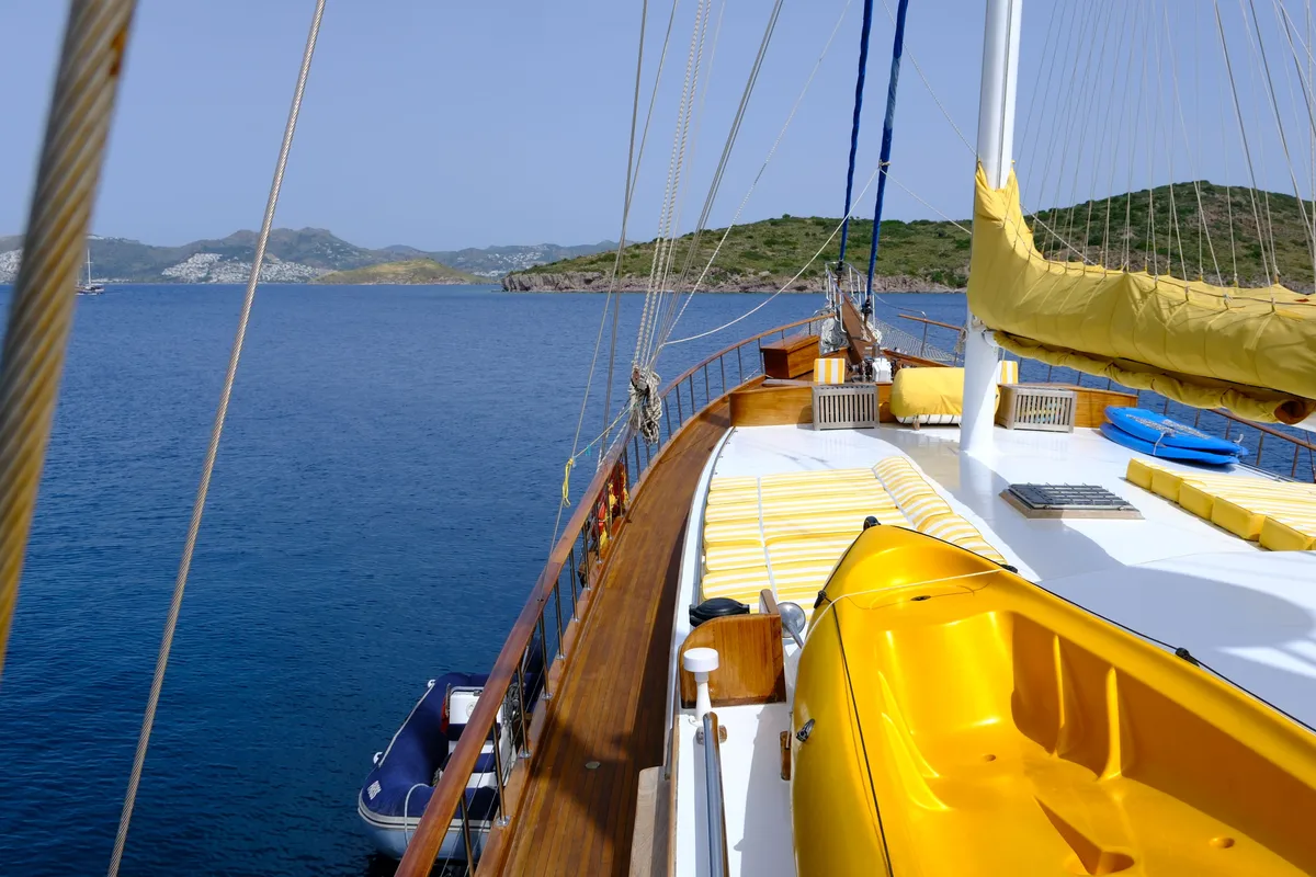 Deck of Parss, a Custom Made Parss yacht at Bodrum, Turkey