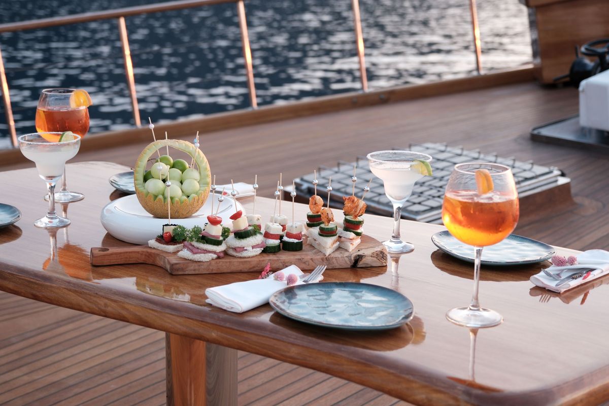 Deck of Parss, a Custom Made Parss yacht at Bodrum, Turkey