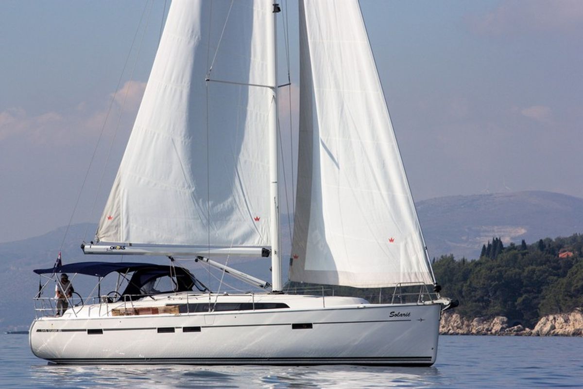 Exterior view of Solarić, a Bavaria Cruiser 46 sailboat at Split, Croatia