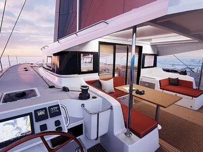Cockpit of Nicolas, a Excess 14 catamaran at Municipal Unit of Lefkada, Greece