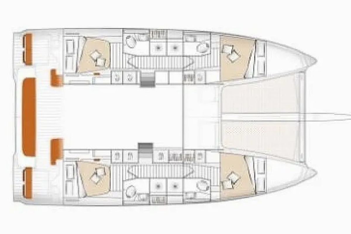 Floor plan of Nicolas, a Excess 14 catamaran at Municipal Unit of Lefkada, Greece