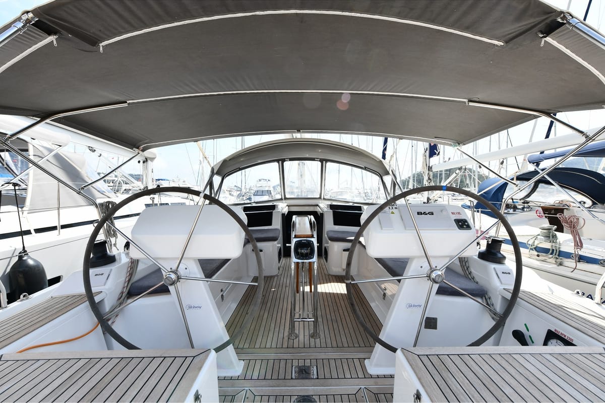 Sarisu, a Hanse Yachts Hanse 458 sailboat at Fethiye, Turkey