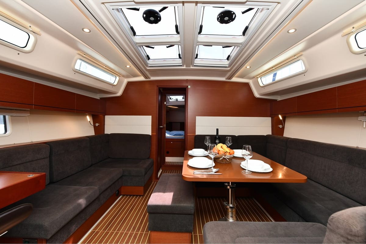 Sarisu, a Hanse Yachts Hanse 458 sailboat at Fethiye, Turkey