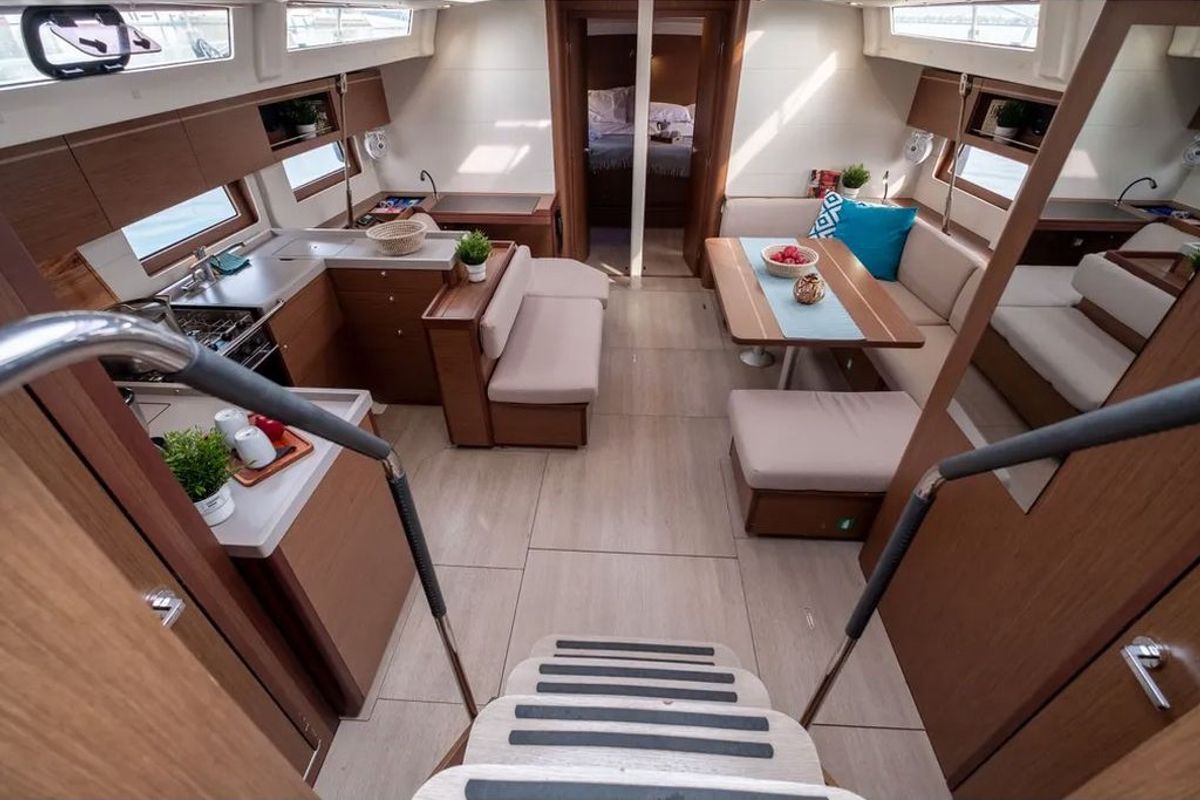 Salon of LFK-51.1, a Beneteau Oceanis 51.1 sailboat at Municipal Unit of Lefkada, Greece