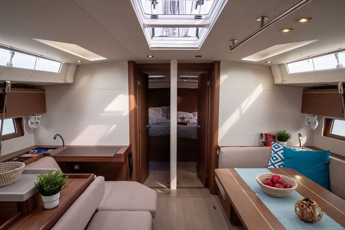 Salon of LFK-51.1, a Beneteau Oceanis 51.1 sailboat at Municipal Unit of Lefkada, Greece