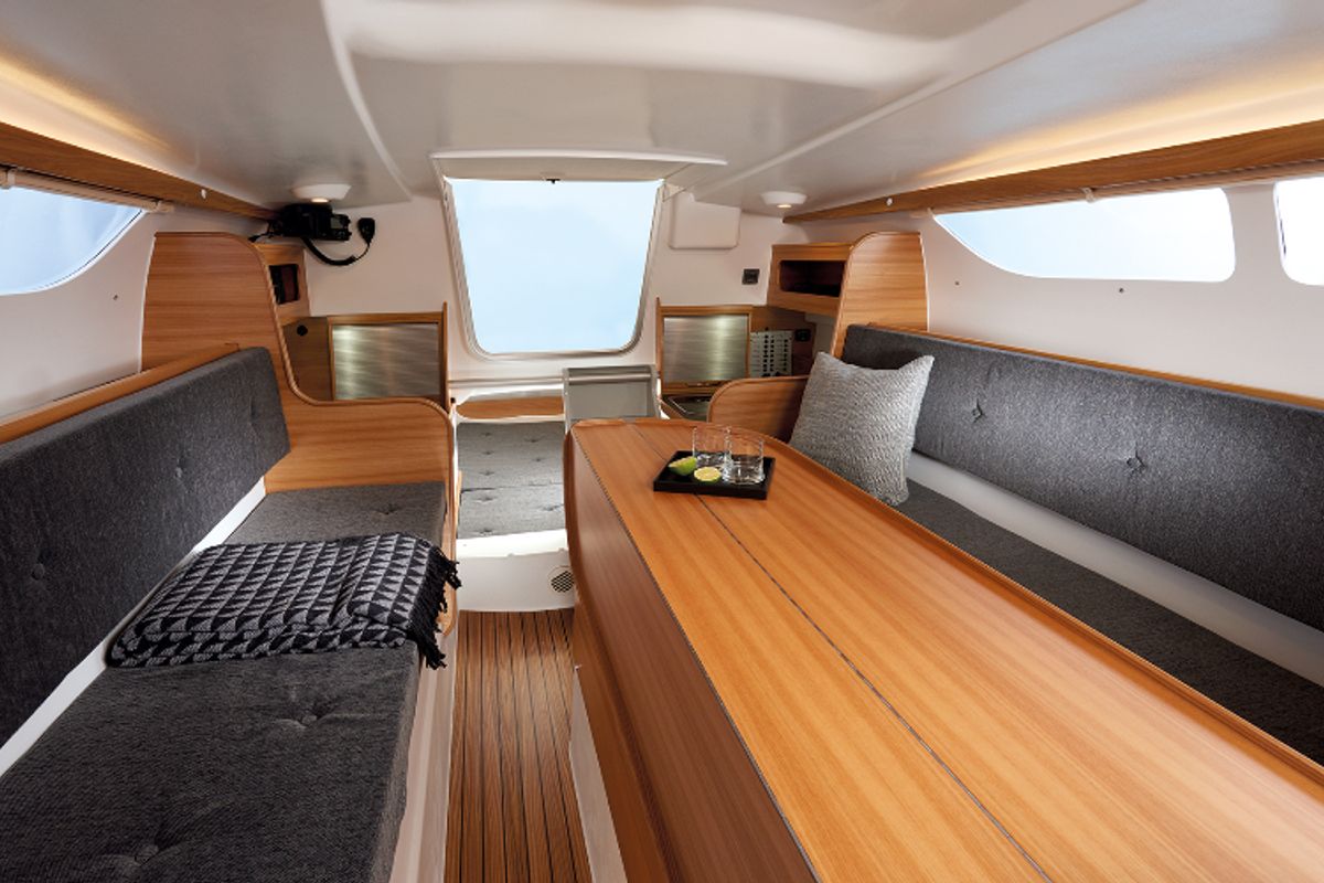 Salon of Kalmos, a Quorning Yachts Dragonfly 28 sailboat at Toulon, France