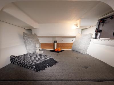 Cabin on Kalmos, a Quorning Yachts Dragonfly 28 sailboat at Toulon, France