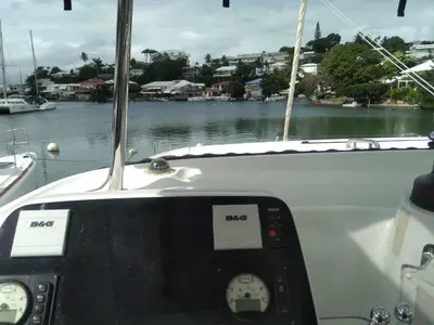 Cockpit of Taina, a Lagoon 42 catamaran at Le Gosier, France