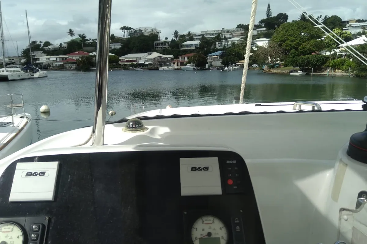 Cockpit of Taina, a Lagoon 42 catamaran at Le Gosier, France