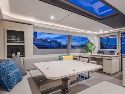 Salon of Moorings 5000 Exclusive, a Leopard 50 catamaran at Central Abaco, Bahamas