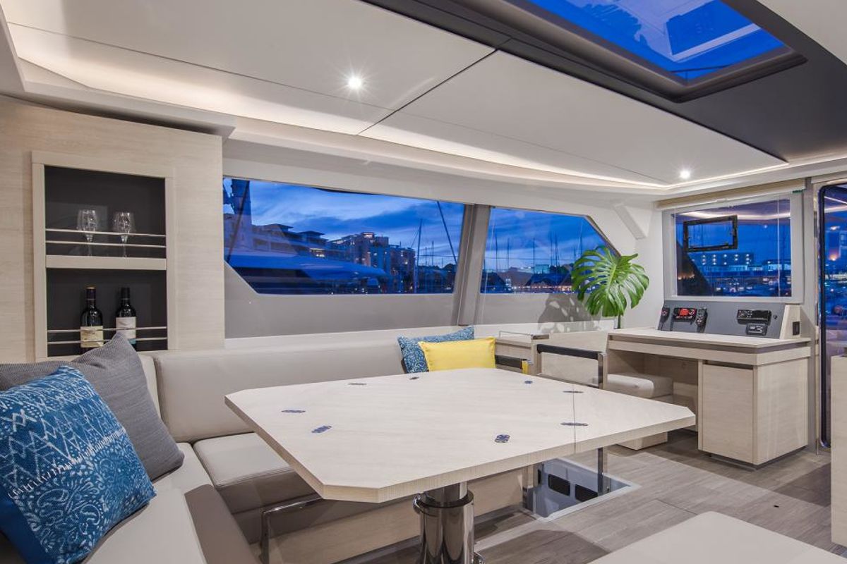Salon of Moorings 5000 Exclusive, a Leopard 50 catamaran at Central Abaco, Bahamas