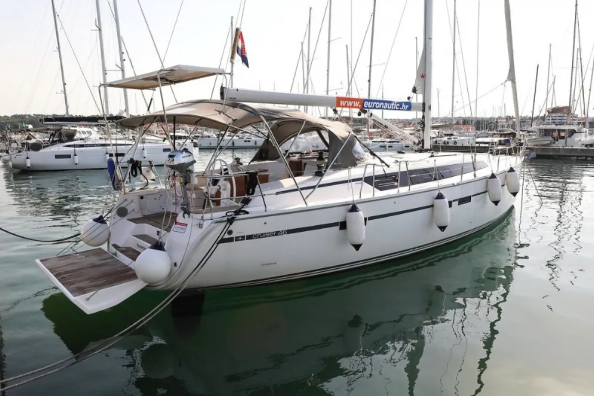 Exterior view of Florida, a Bavaria Cruiser 46 sailboat at Grad Biograd na Moru, Croatia