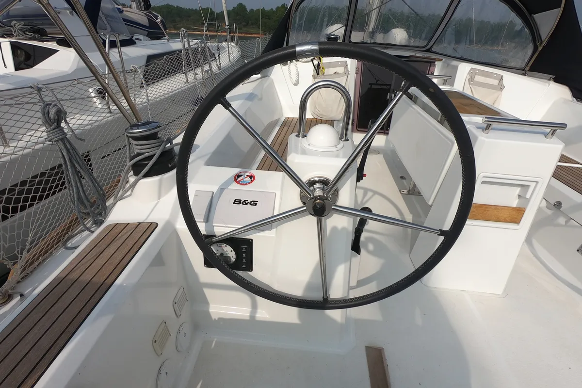Cockpit of Abeona, a Beneteau Oceanis 35.1 sailboat at Općina Medulin, Croatia