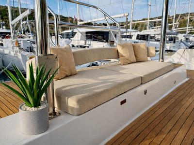 Deck of Friendship, a Bali 4.6 catamaran at Primošten, Croatia