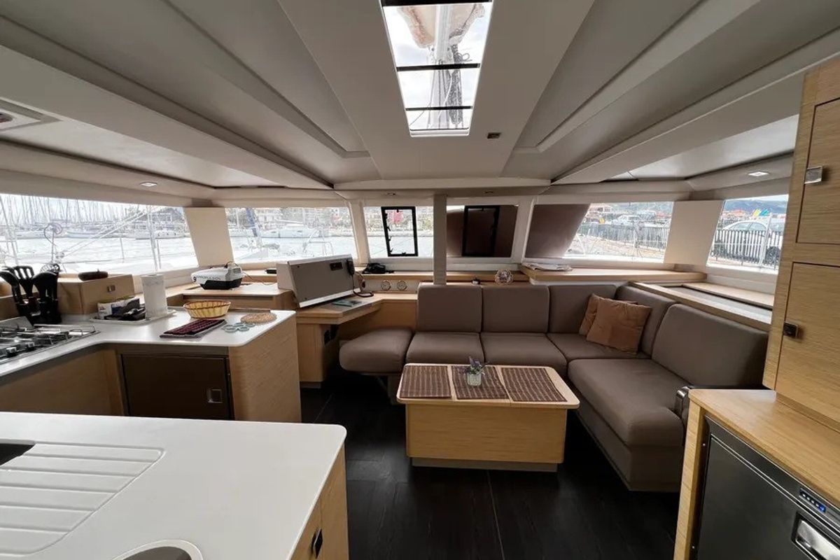Salon of Ioanna, a Fountaine Pajot Astréa 42 catamaran at Municipal Unit of Lefkada, Greece