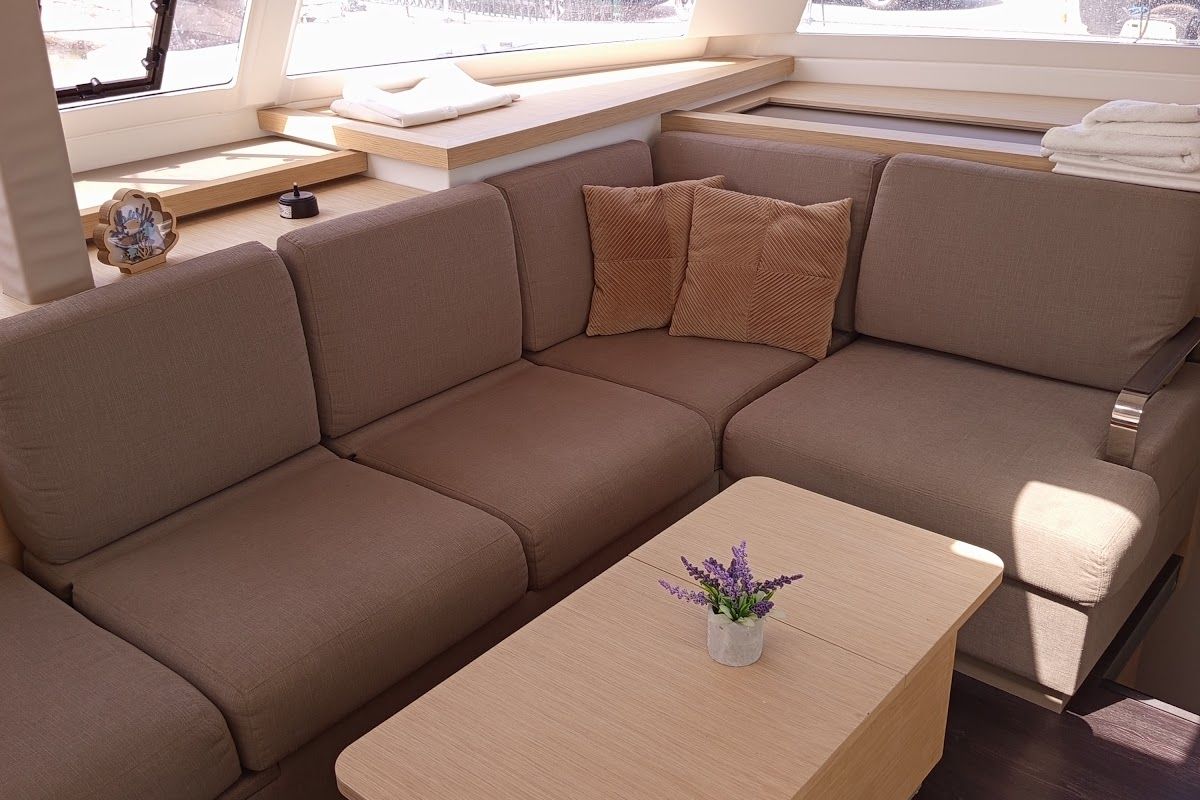 Salon of Ioanna, a Fountaine Pajot Astréa 42 catamaran at Municipal Unit of Lefkada, Greece