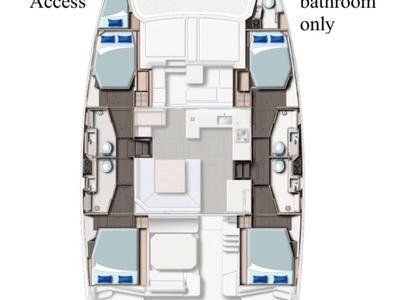 Floor plan of Prince Frederick, a Leopard 45 catamaran at Cannigione, Italy