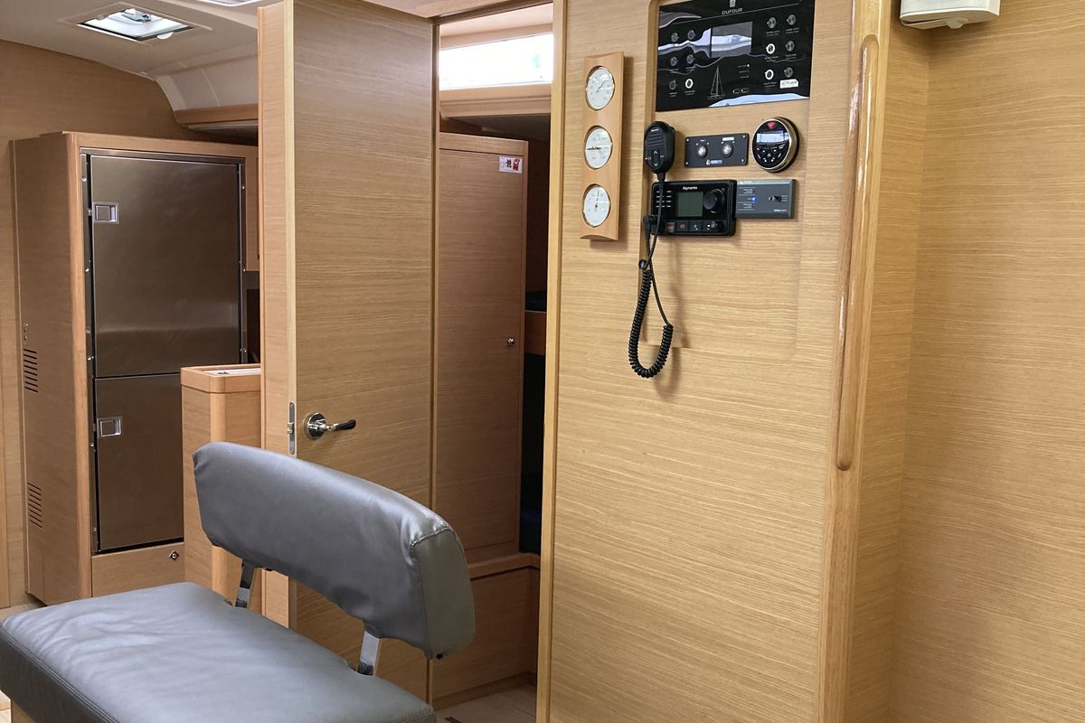 Salon of Gryffindor, a Dufour 530 sailboat at Olbia, Italy