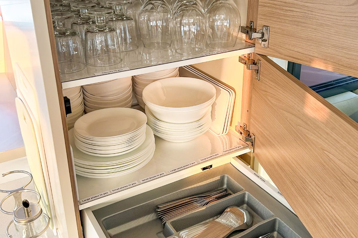 Galley of Baikal, a Bali 4.8 catamaran at Marmaris, Turkey