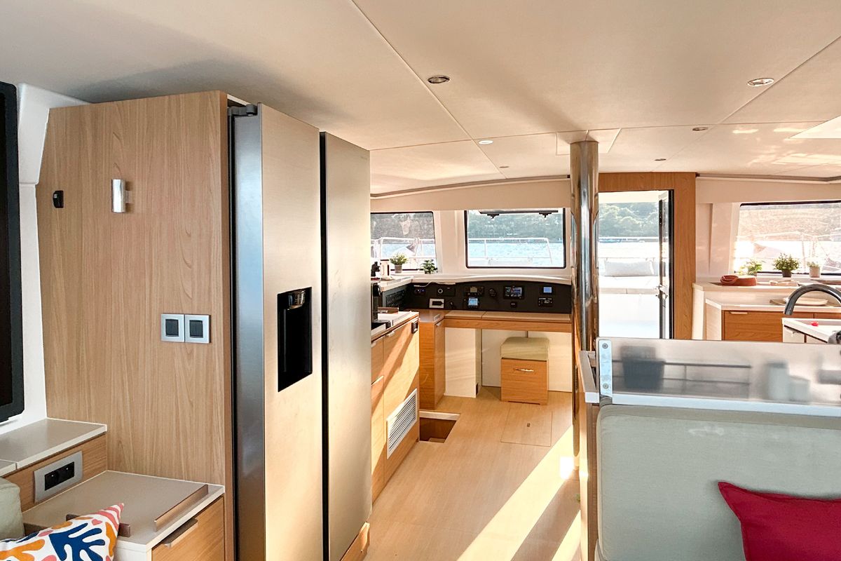 Galley of Baikal, a Bali 4.8 catamaran at Marmaris, Turkey