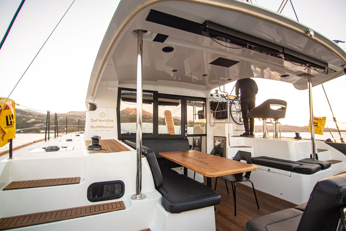Deck of Sol Invictus VIP-Equipped, a Lagoon 40 catamaran at Preveza, Greece