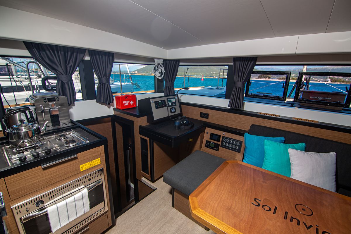 Salon of Sol Invictus VIP-Equipped, a Lagoon 40 catamaran at Preveza, Greece