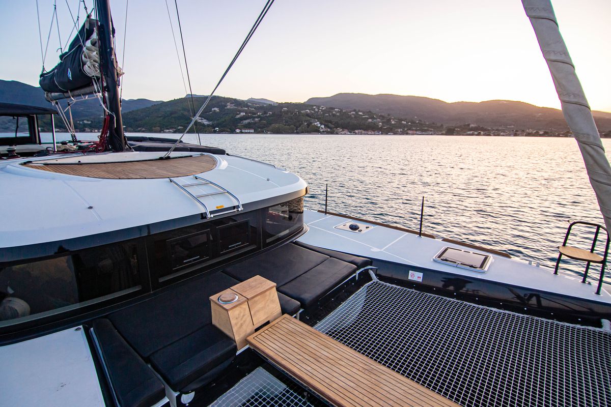 Deck of Sol Invictus VIP-Equipped, a Lagoon 40 catamaran at Preveza, Greece