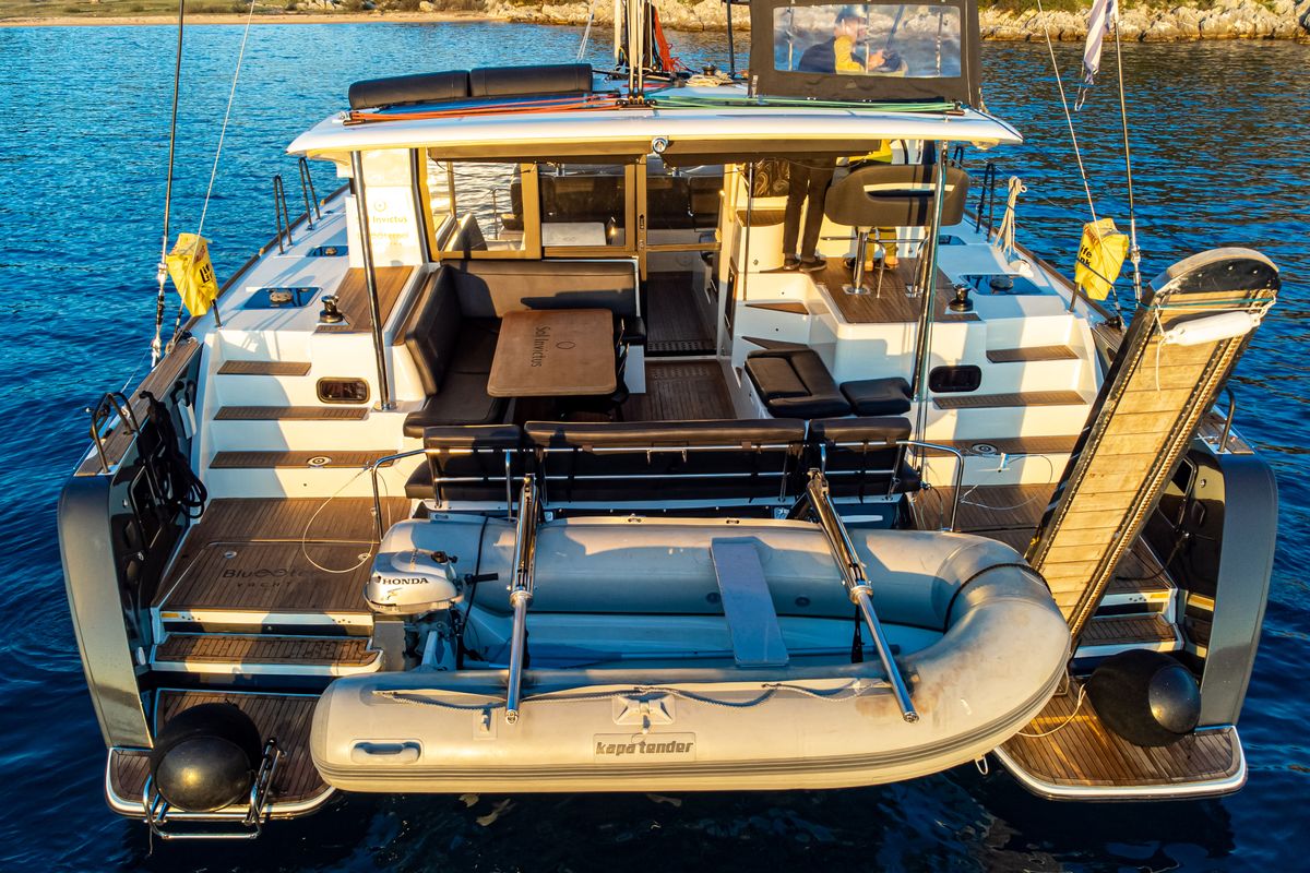 Deck of Sol Invictus VIP-Equipped, a Lagoon 40 catamaran at Preveza, Greece