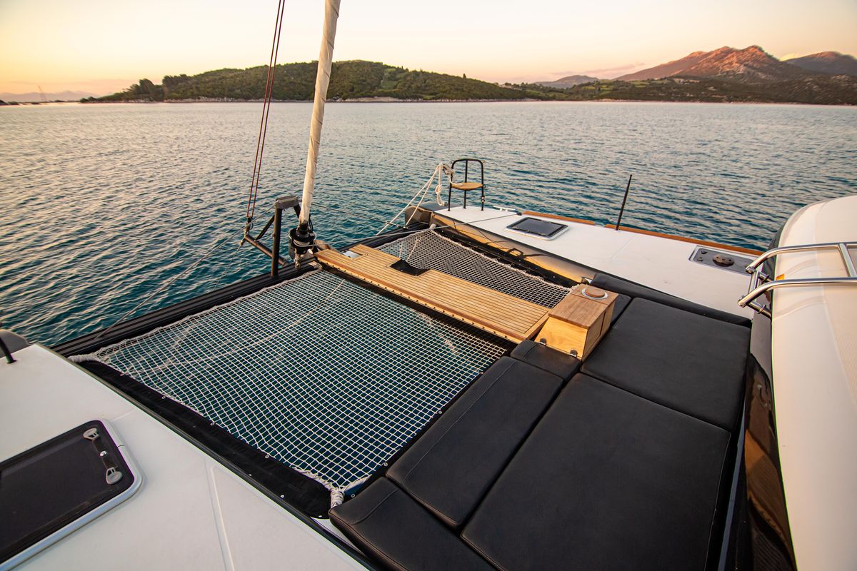 Deck of Sol Invictus VIP-Equipped, a Lagoon 40 catamaran at Preveza, Greece
