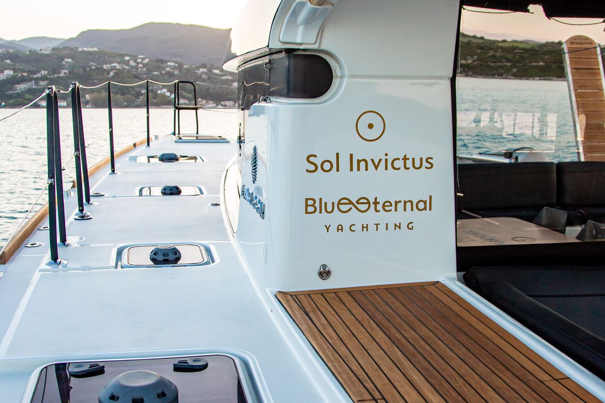 Deck of Sol Invictus VIP-Equipped, a Lagoon 40 catamaran at Preveza, Greece