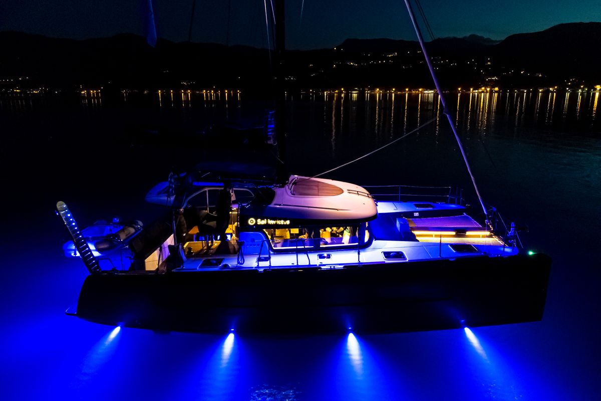 Exterior view of Sol Invictus VIP-Equipped, a Lagoon 40 catamaran at Preveza, Greece