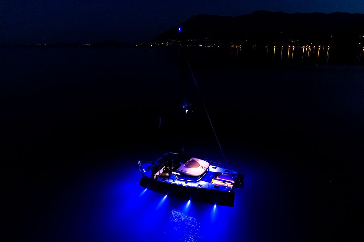 Exterior view of Sol Invictus VIP-Equipped, a Lagoon 40 catamaran at Preveza, Greece