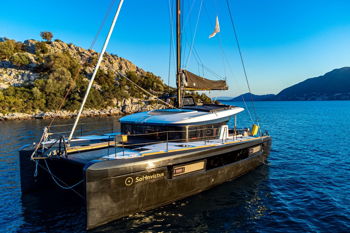 Exterior view of Sol Invictus VIP-Equipped, a Lagoon 40 catamaran at Preveza, Greece