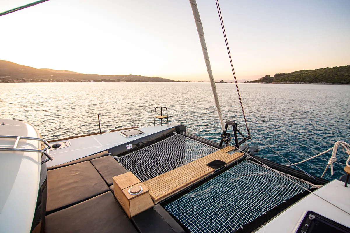 Deck of Sol Invictus VIP-Equipped, a Lagoon 40 catamaran at Preveza, Greece