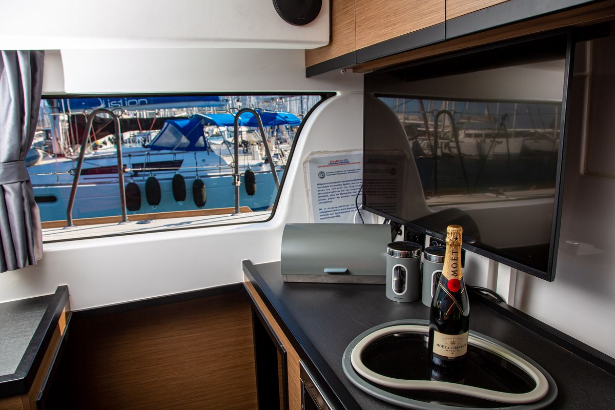 Salon of Sol Invictus VIP-Equipped, a Lagoon 40 catamaran at Preveza, Greece