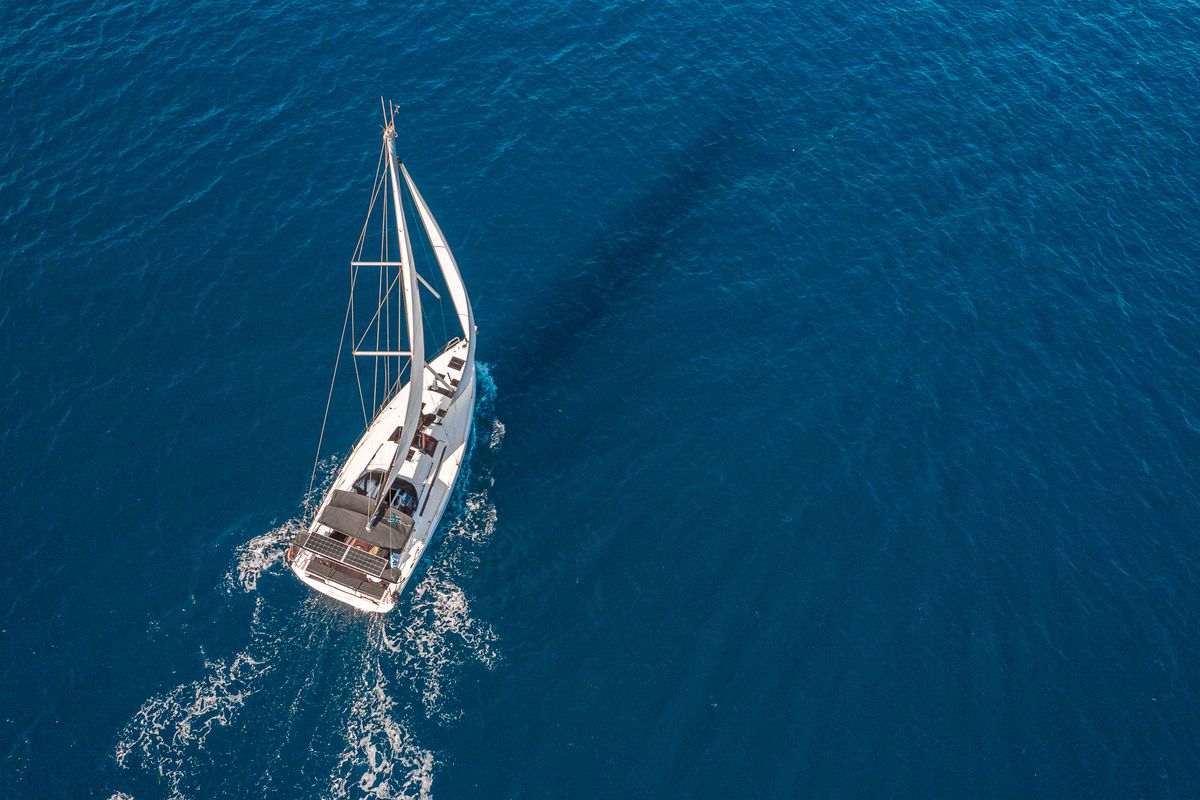 Exterior view of Grace, a Dufour 41 sailboat at Athens, Greece