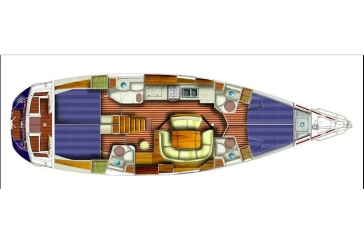 Floor plan of EALIS, a Jeanneau Sun Odyssey 49i sailboat at Athens, Greece