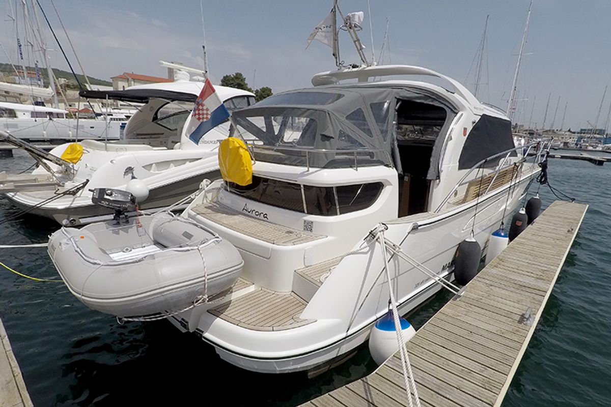 Exterior view of Aurora, a Marex 320 ACC yacht at Grad Šibenik, Croatia