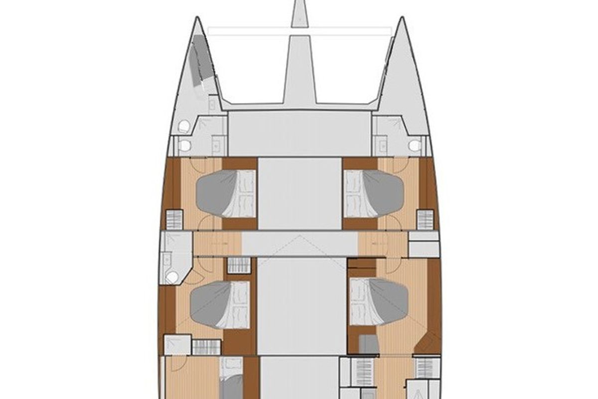 Floor plan of Isahi, a Fountaine Pajot Samana 59 catamaran at Cogolin, France