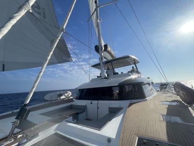 Deck of Isahi, a Fountaine Pajot Samana 59 catamaran at Cogolin, France