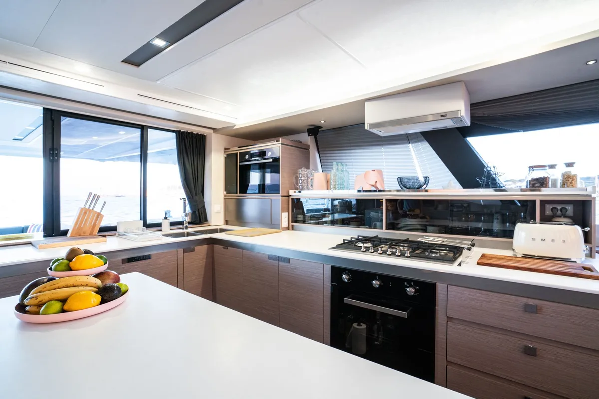 Galley of Isahi, a Fountaine Pajot Samana 59 catamaran at Cogolin, France