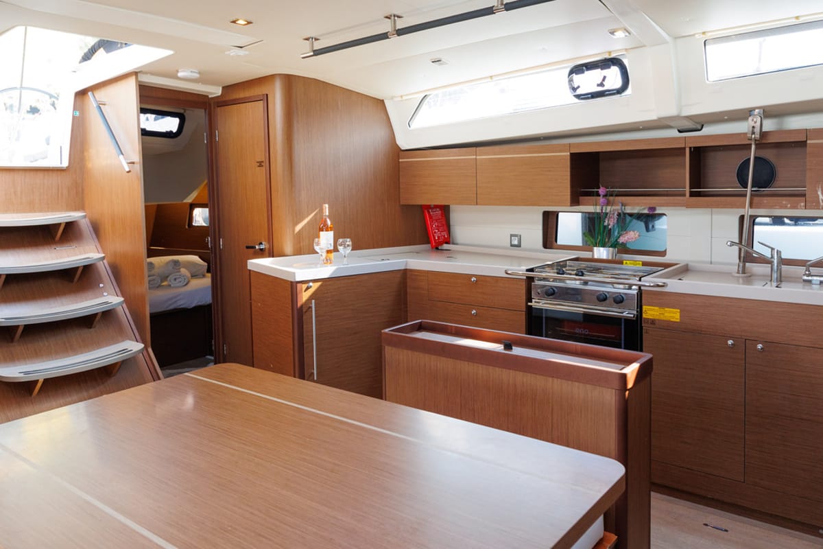 Salon of Solon, a Beneteau Oceanis 46.1 sailboat at Athens, Greece